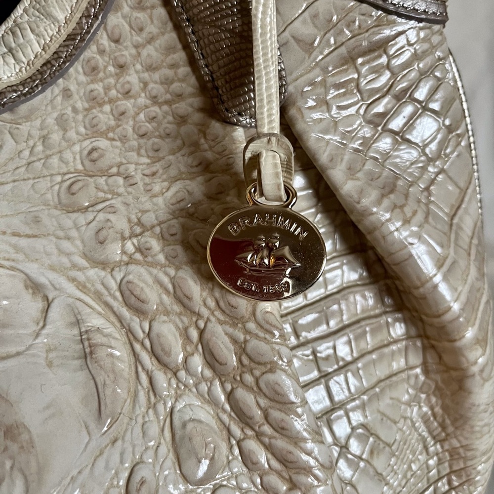 Brahmin Elisa Limestone Tri-Textured Leather Purses - Picture 10 of 16